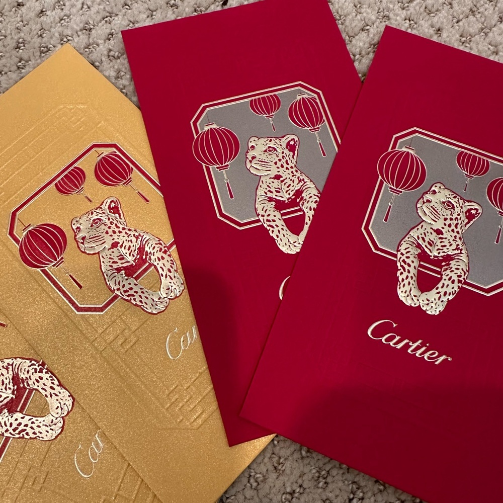 Cartier Red and Gold Leopard Envelopes